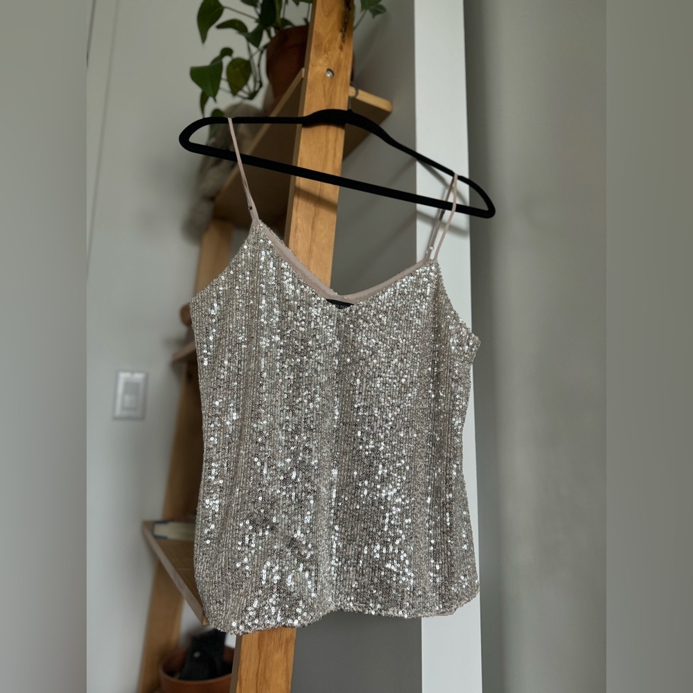 Silver Sequin Tank Top